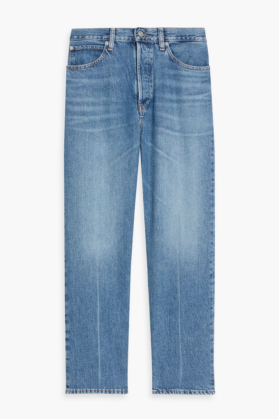Frame The Vertical Crop High-rise Straight-leg Jeans In Blue