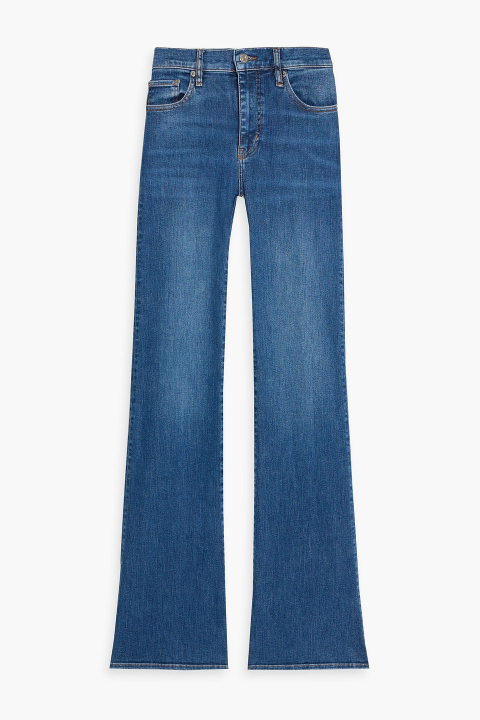 Frame The Icon Long Mid-rise Flared Jeans In Blue