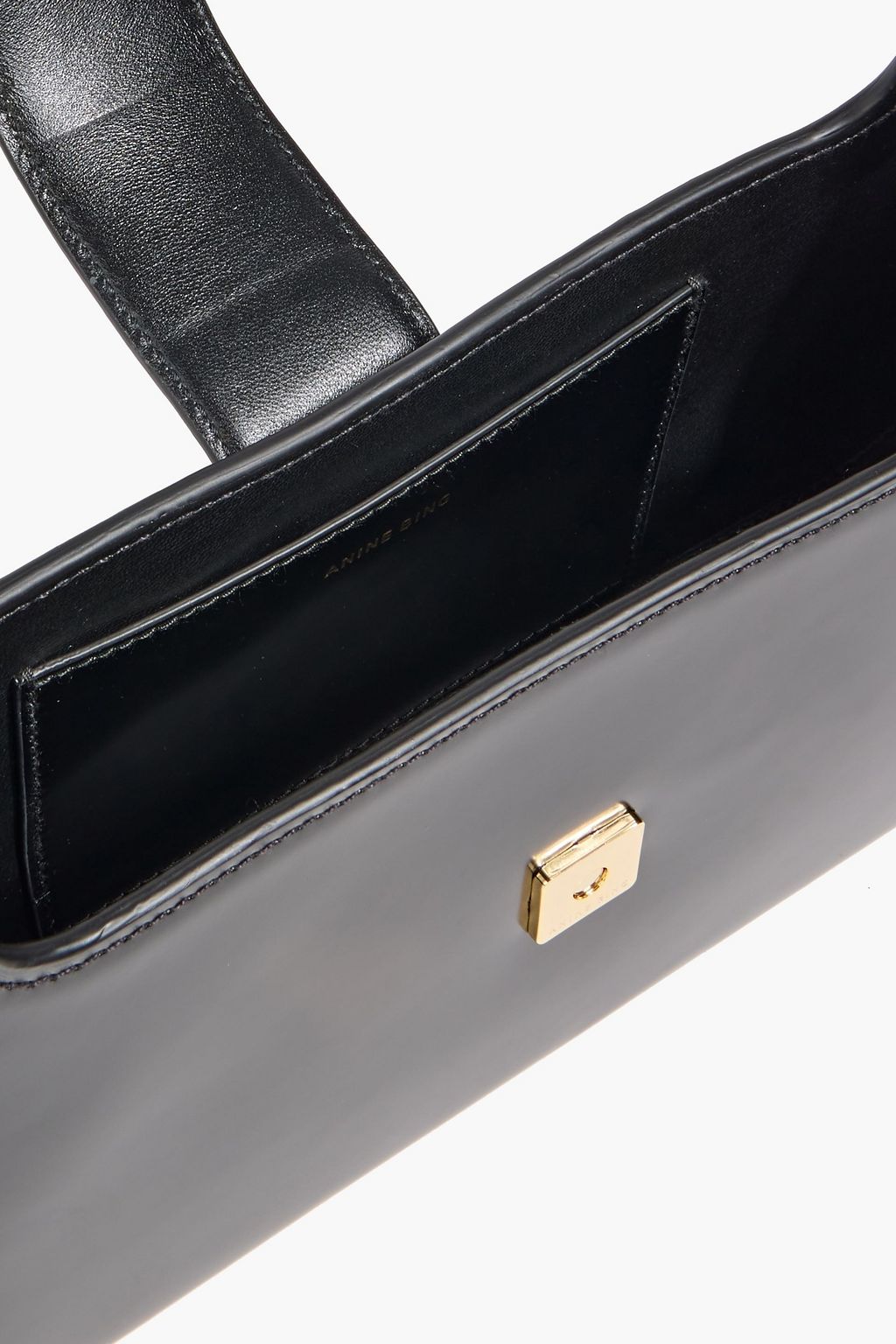 ANINE BING Lou glossed-leather shoulder bag