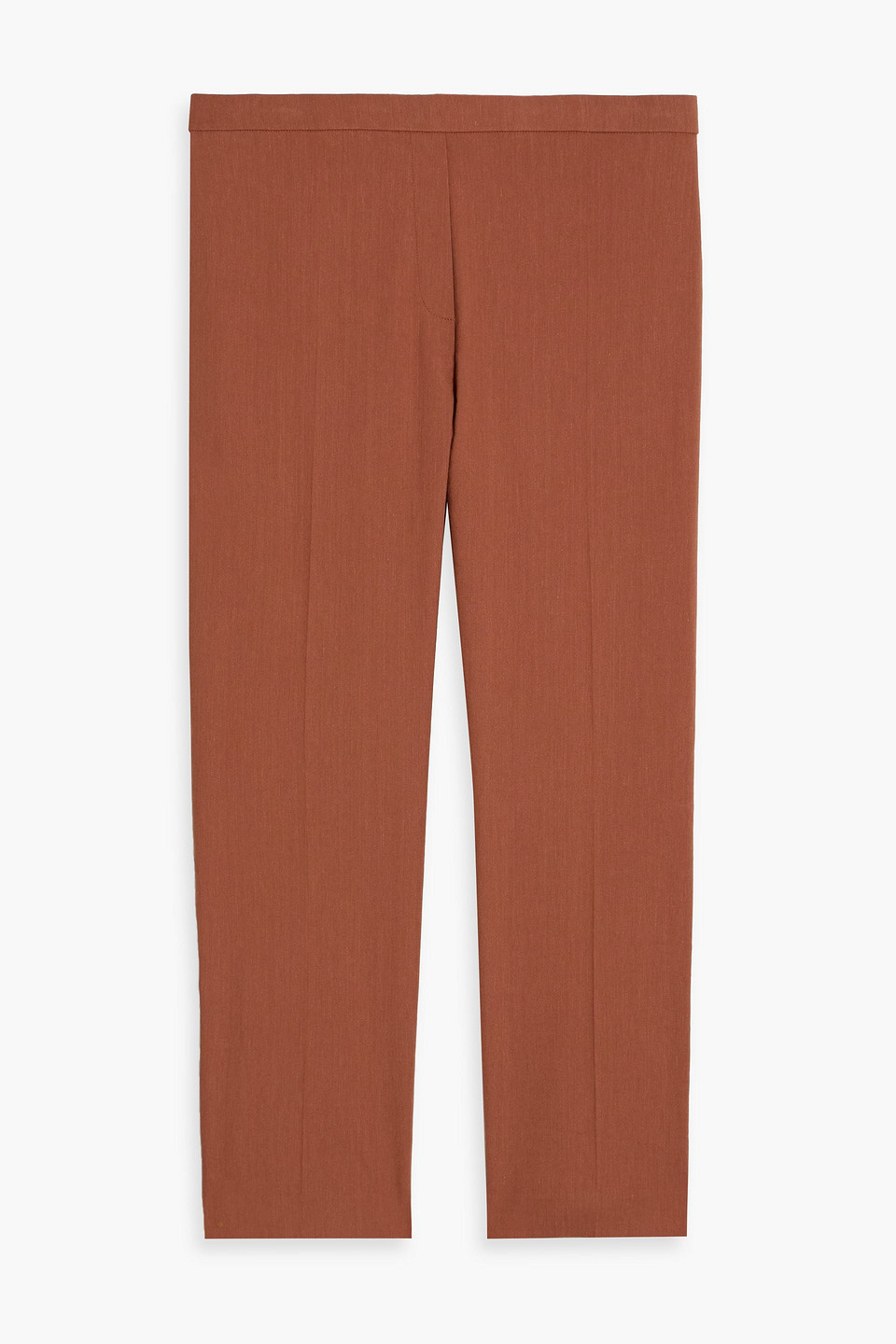Theory Treeca Cropped Linen-blend Tapered Pants In Brown