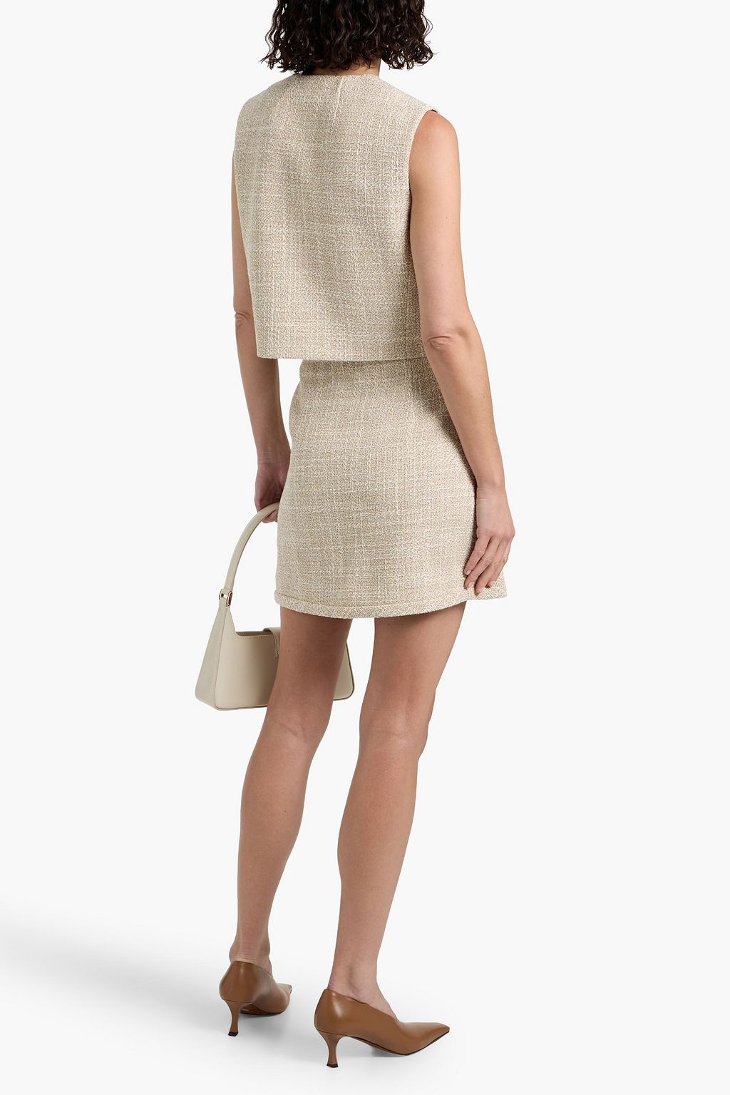 THEORY Cotton-blend tweed mini skirt