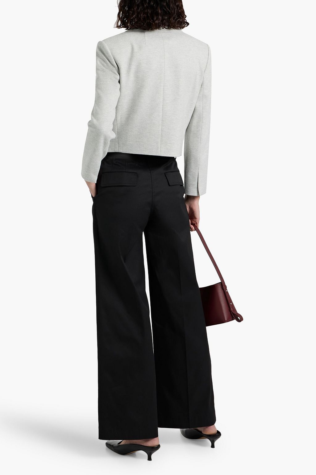 THEORY Cropped herringbone knitted jacket