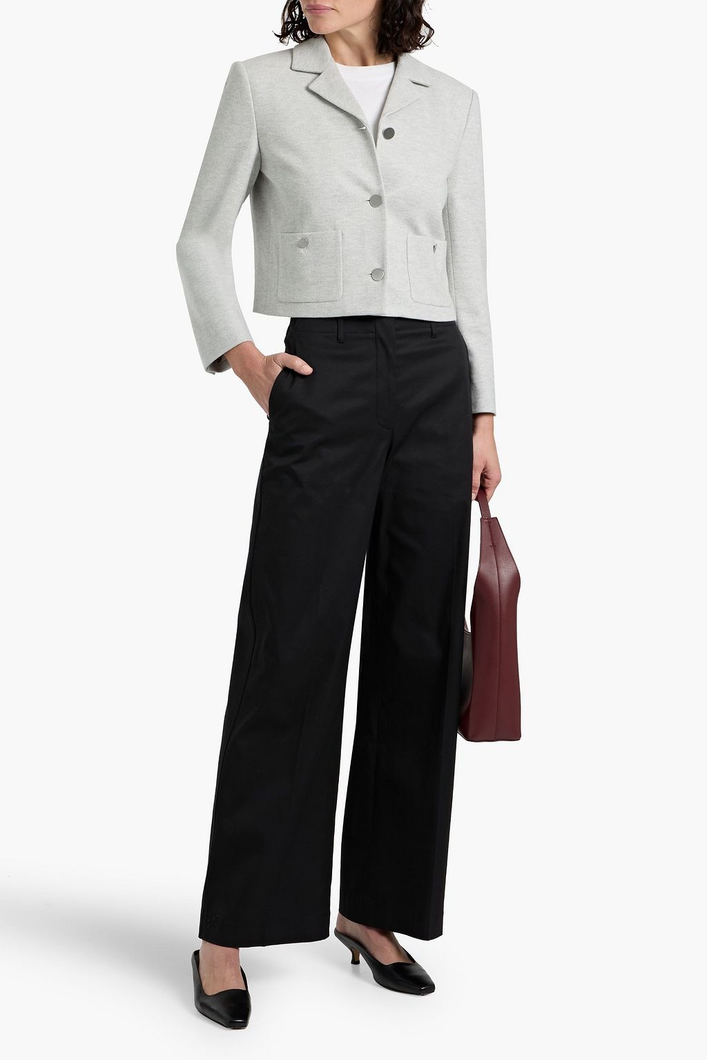THEORY Cropped herringbone knitted jacket