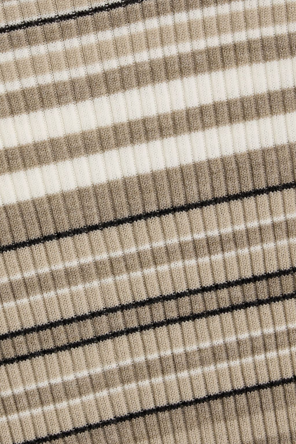 THEORY Striped ribbed merino wool top