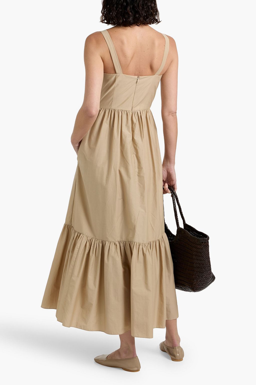 THEORY Tiered cotton-blend midi dress