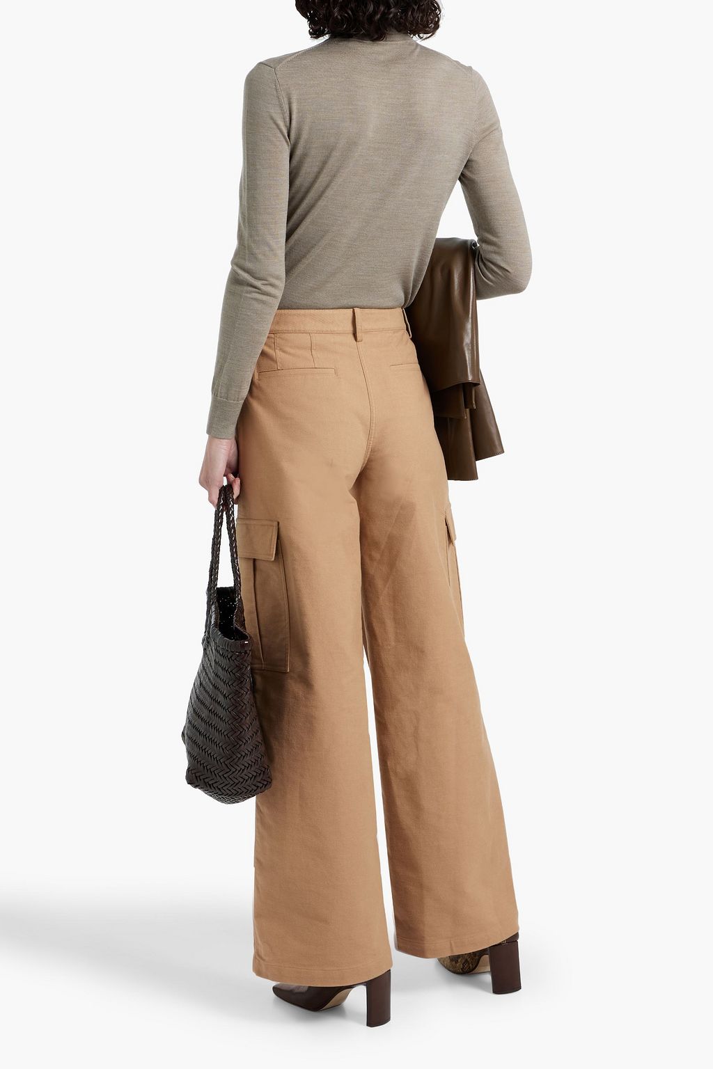 THEORY Cotton-blend twill wide-leg cargo pants