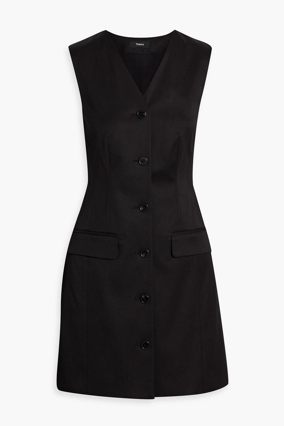 Theory Cotton-blend Twill Mini Dress In Black