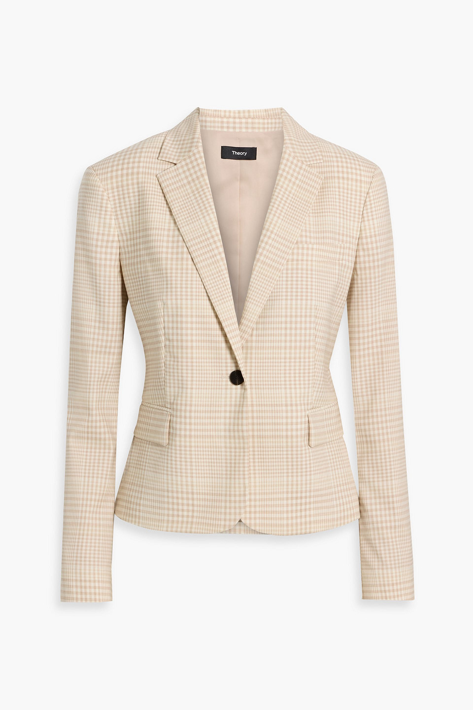 Theory Roswell Checked Wool-tweed Blazer In Sand