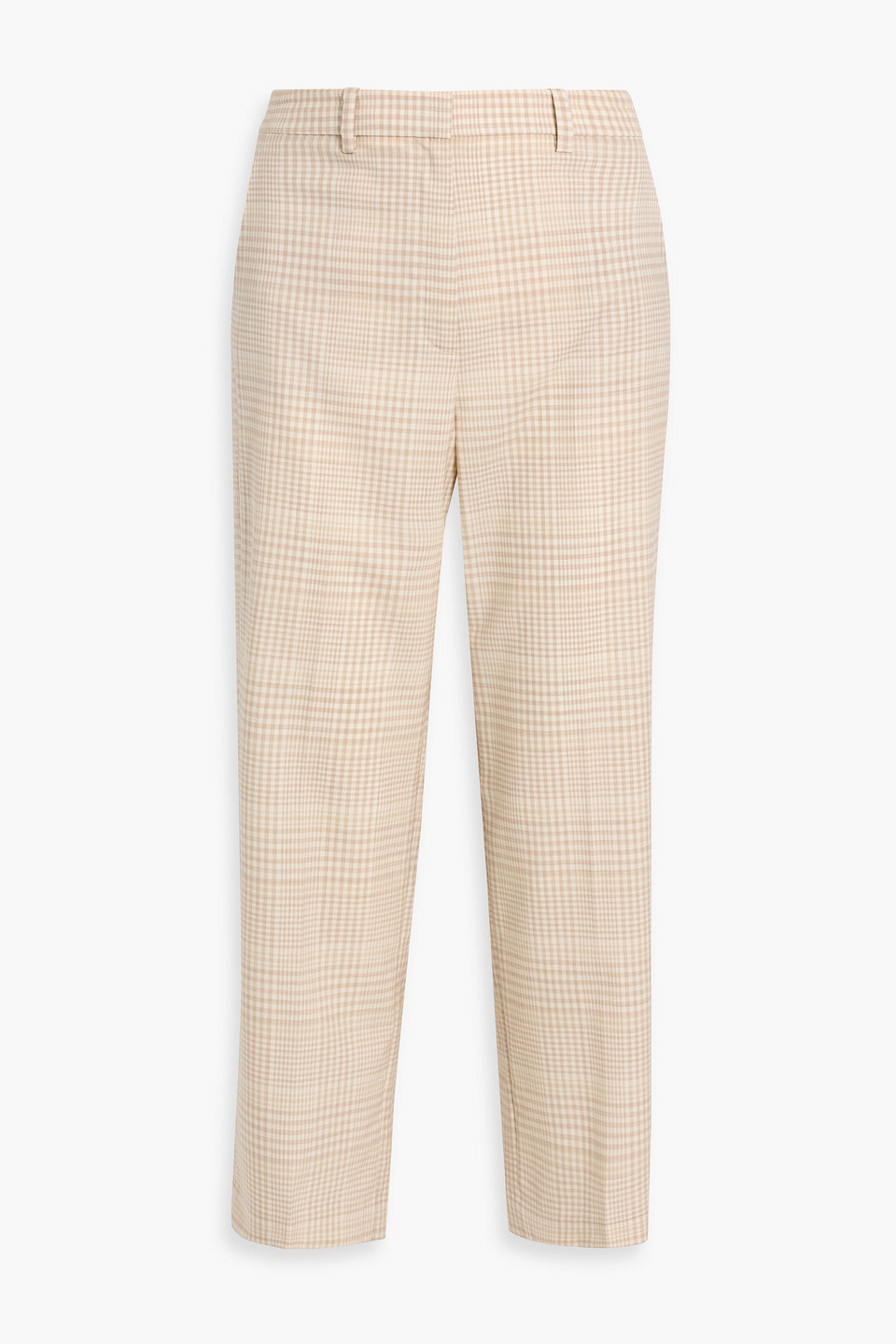 Theory Roswell Checked Wool-tweed Straight-leg Pants In Sand