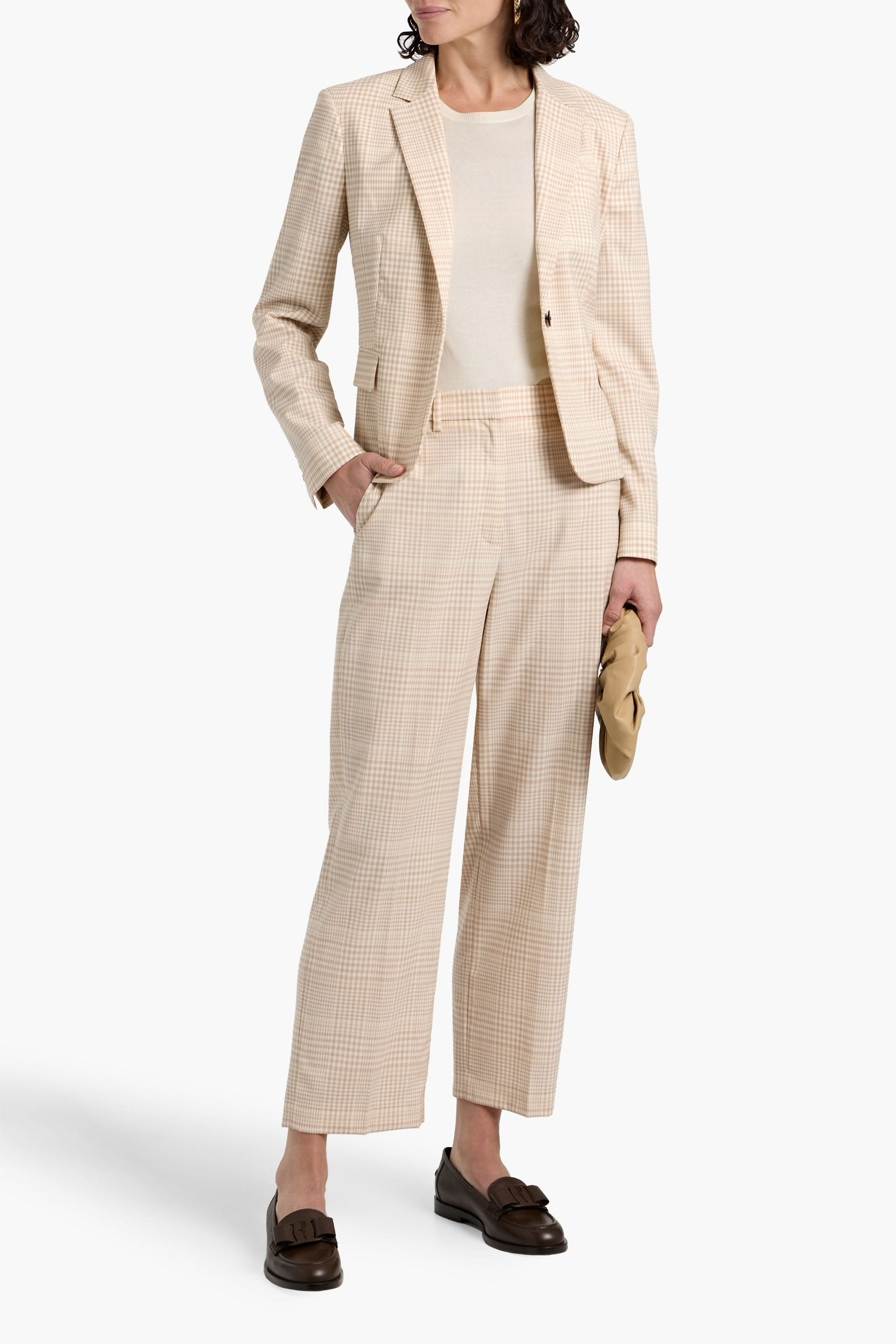 Theory Roswell checked wool-tweed straight-leg pants