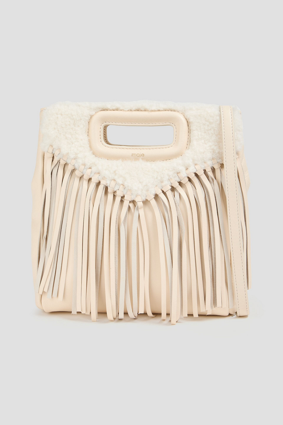 maje - fringed leather tote - white - onesize