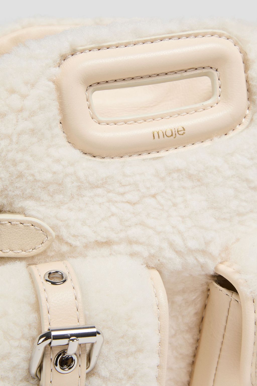 MAJE حقيبة كتف من صوف تيدي الناعم