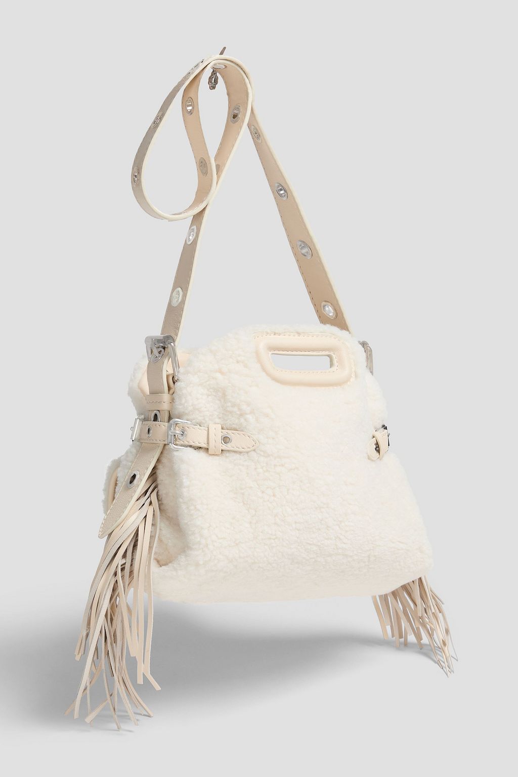 MAJE حقيبة كتف من صوف تيدي الناعم