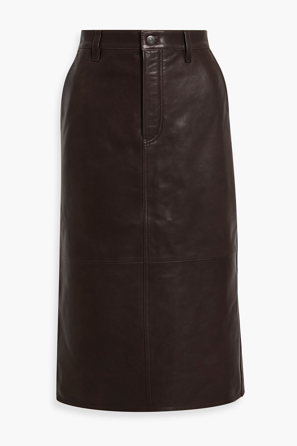 frame - leather midi skirt - brown - 23