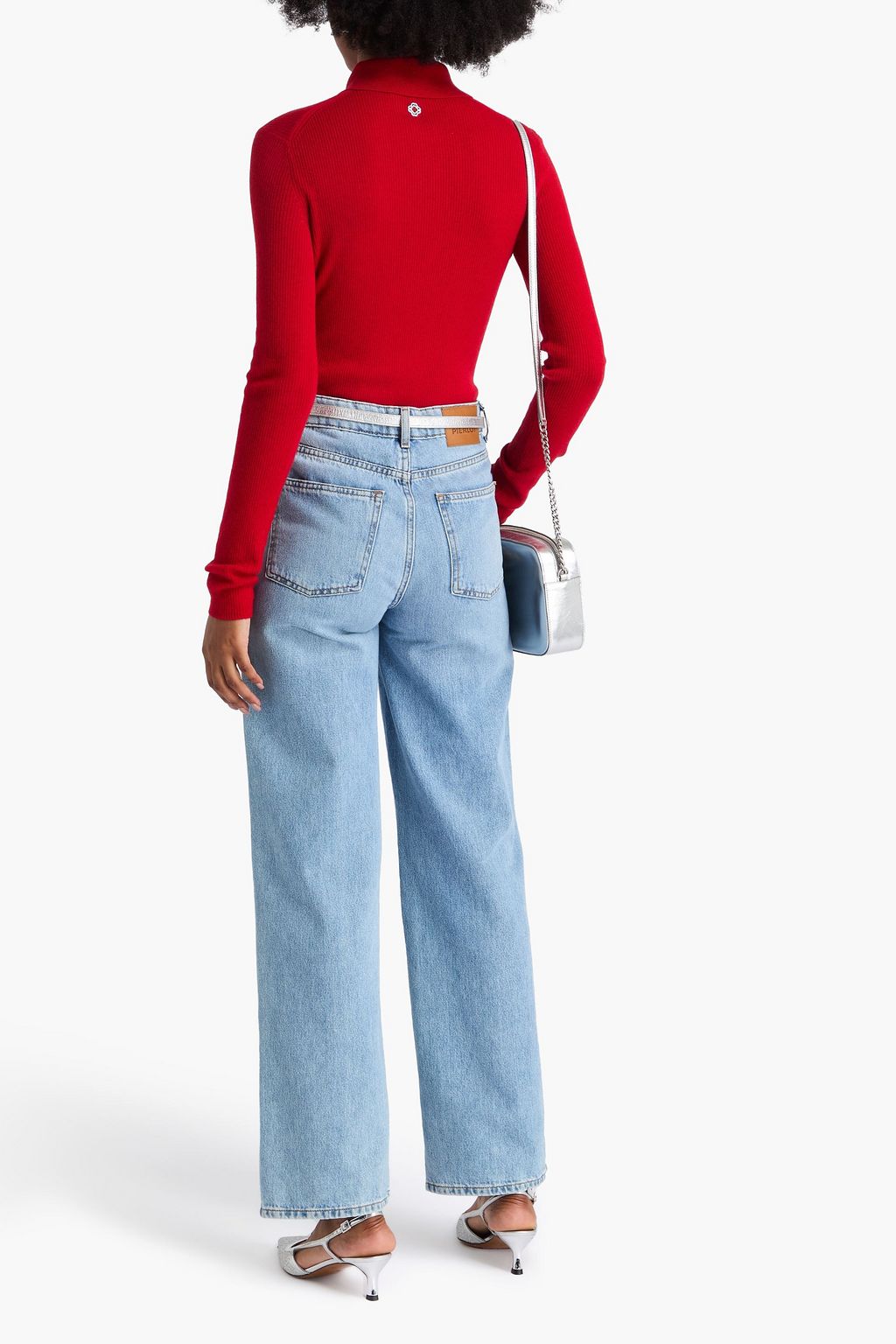 MAJE بودي سوت من مزيج الحرير والصوف بتصميم مضلّع