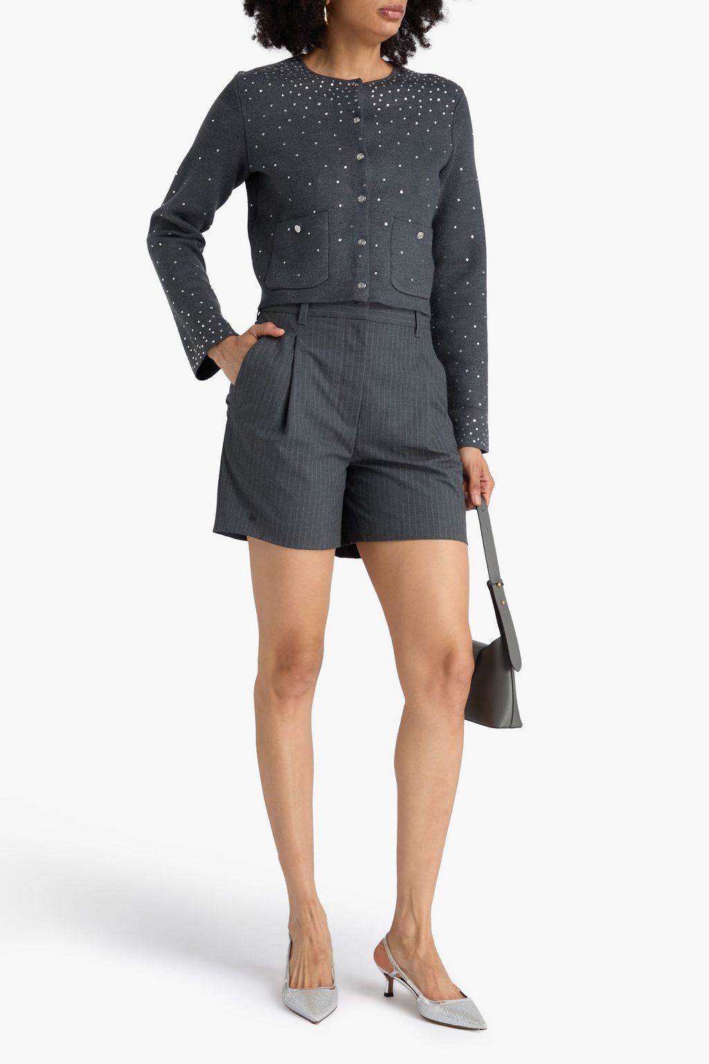 MAJE Crystal-embellished knitted cardigan