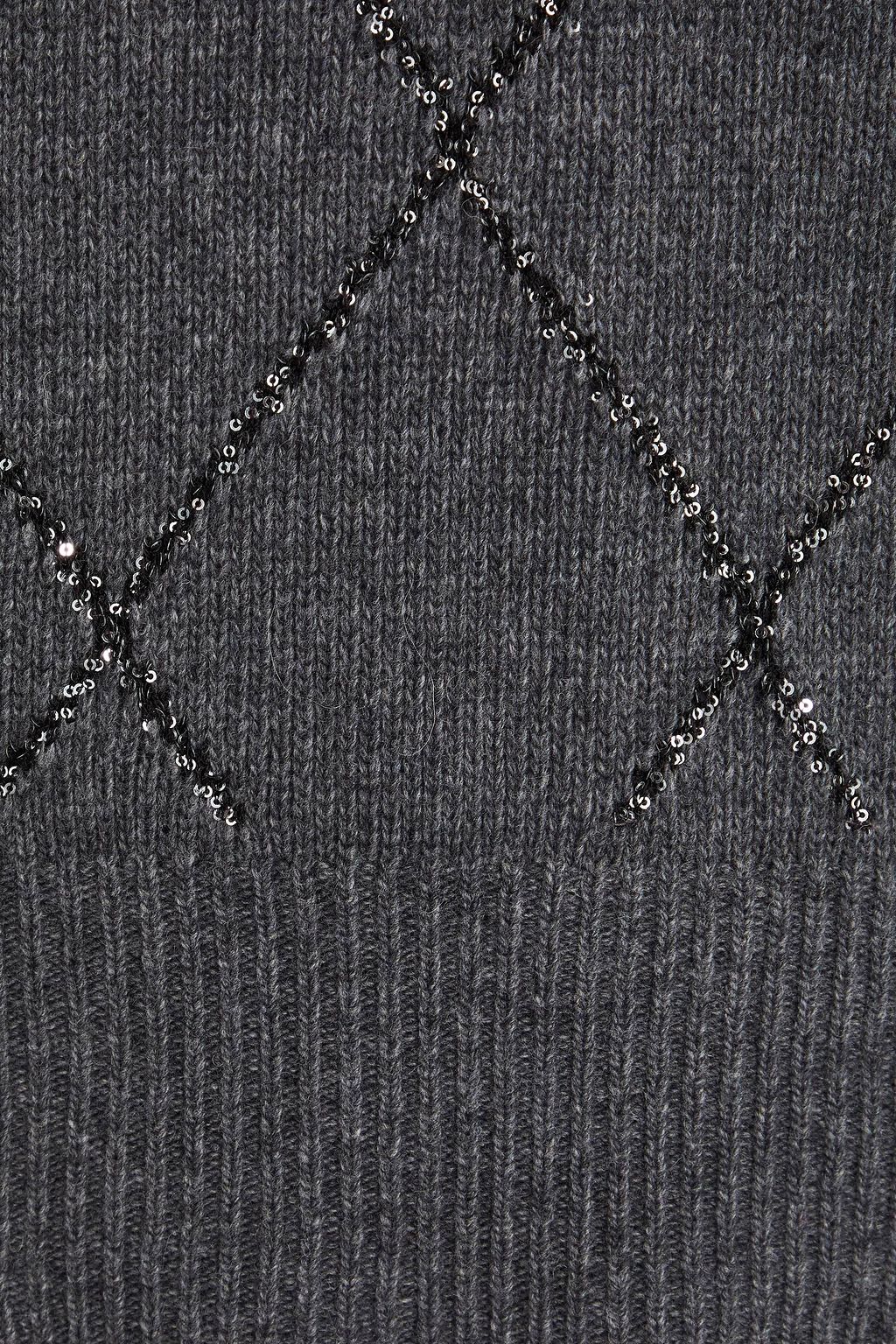 MAJE Sequin-embellished wool-blend vest
