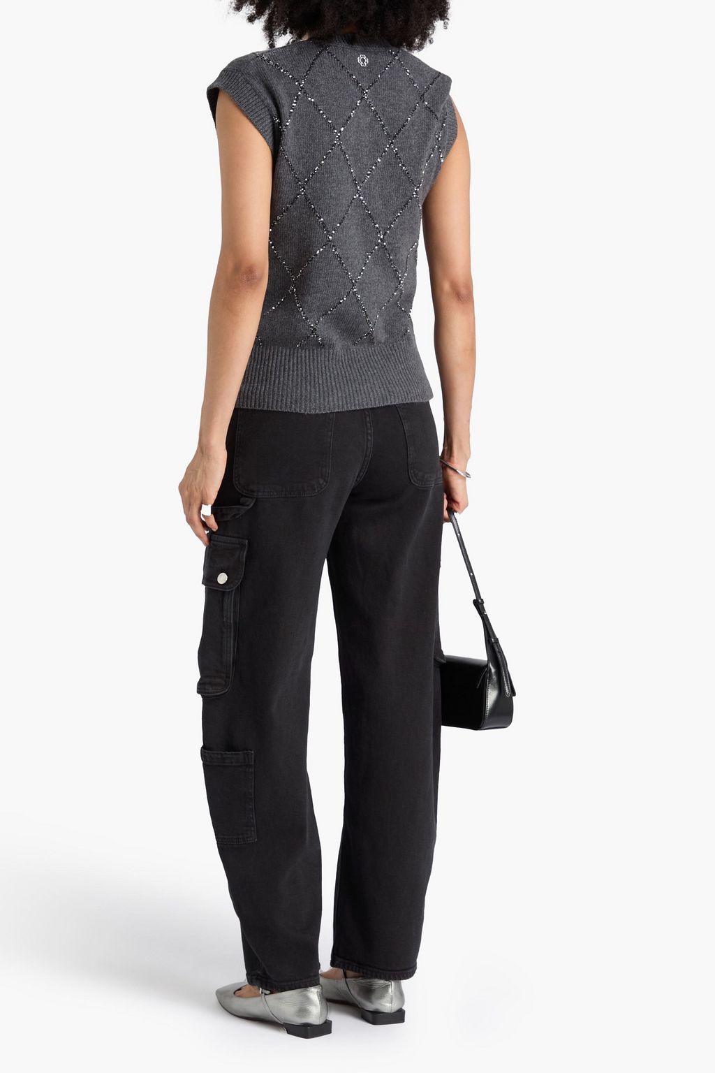 MAJE Sequin-embellished wool-blend vest