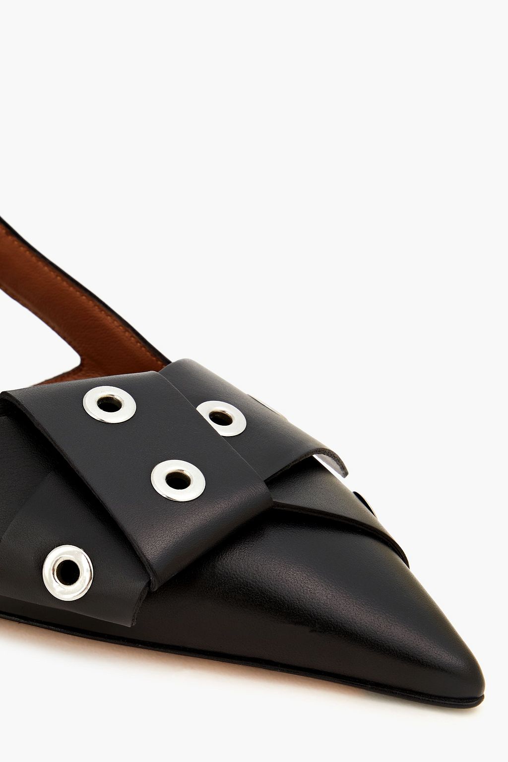 MAJE Eyelet-embellished leather slingback pumps