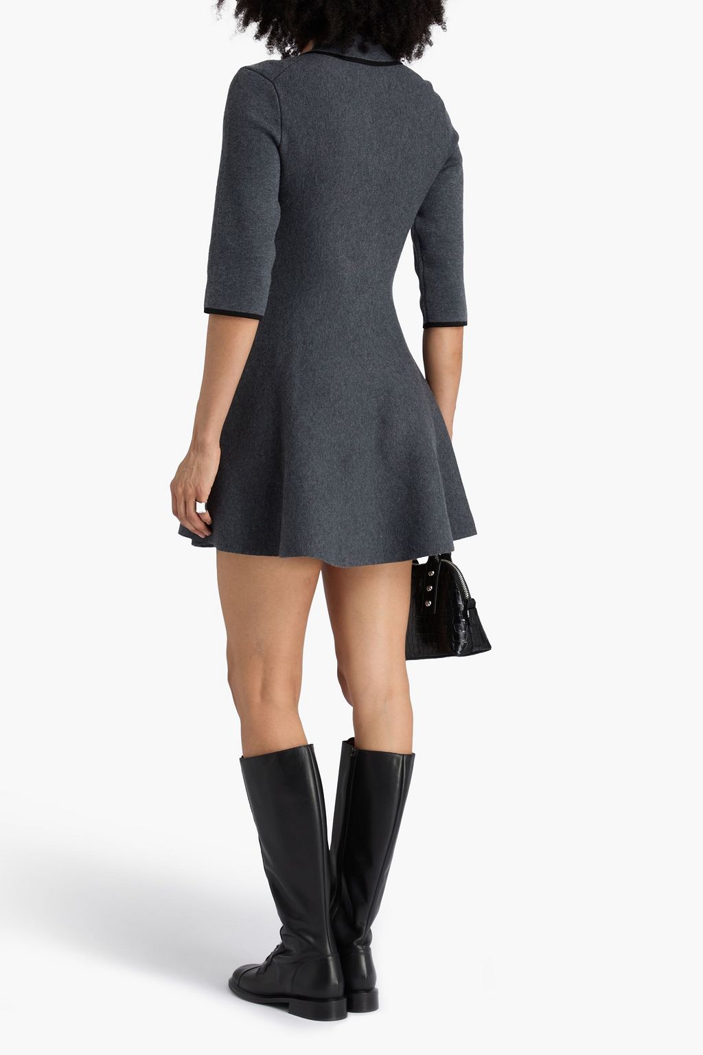 MAJE Flared knitted mini dress