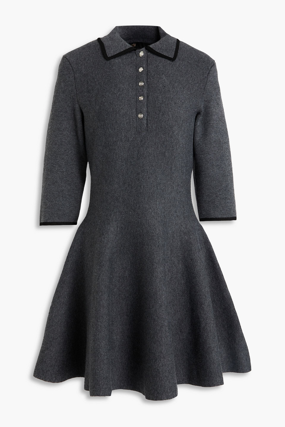 maje - flared knitted mini dress - gray - fr 34