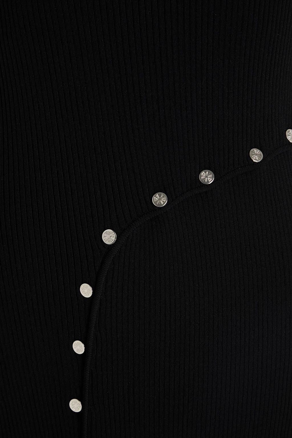 MAJE Snap-detailed ribbed-knit midi dress