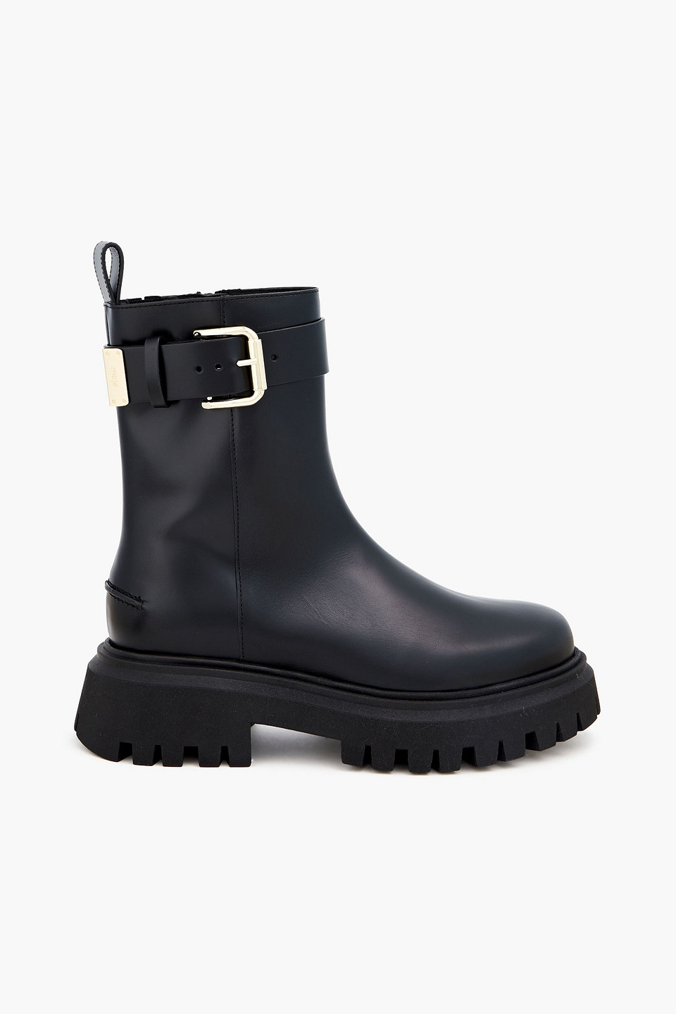 maje - buckled leather ankle boots - black - eu 38