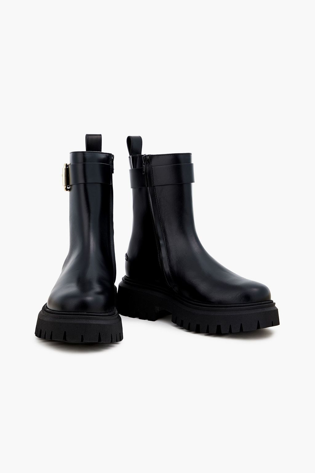 MAJE Buckled leather combat boots