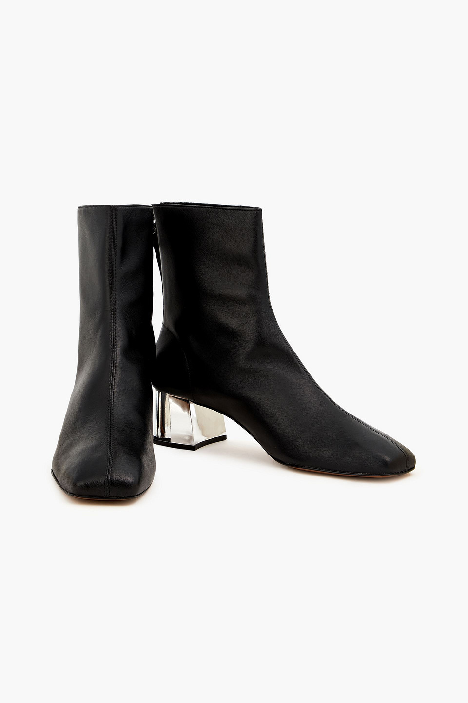 Maje Leather Ankle Boots In Black