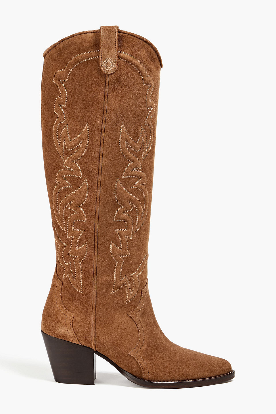 Maje Suede Cowboy Boots In Brown