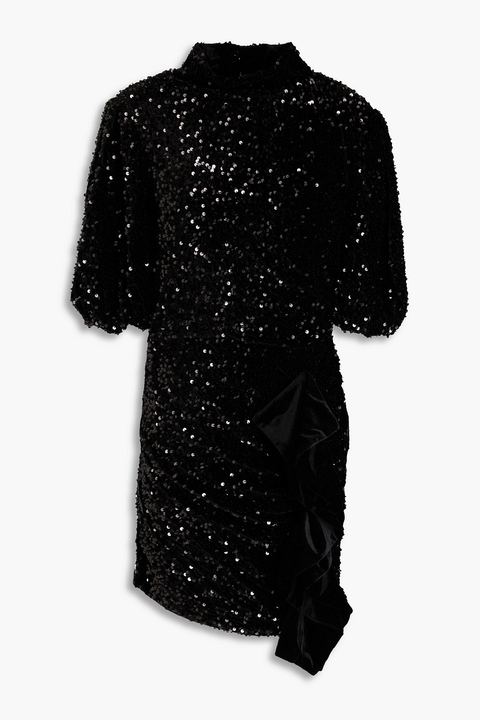 maje - sequined velvet mini dress - black - fr 36