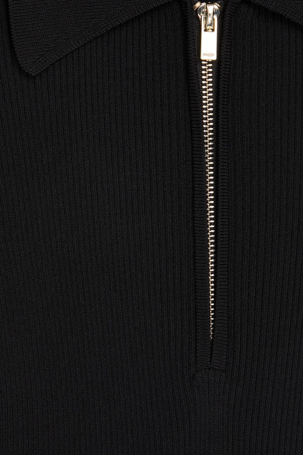 MAJE Cutout ribbed-knit midi dress
