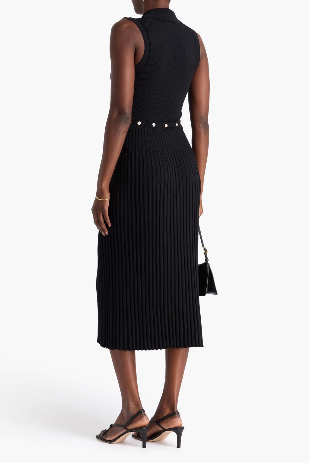 MAJE Cutout ribbed-knit midi dress