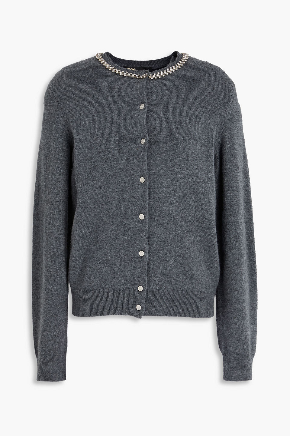 Maje Crystal-embellished Wool And Cashmere-blend Vest And Cardigan Set In Gray