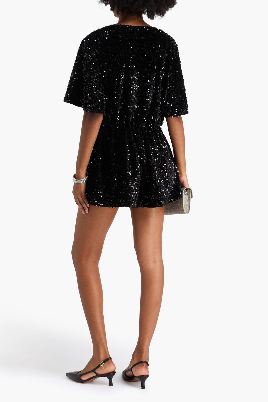 MAJE Sequined velvet playsuit