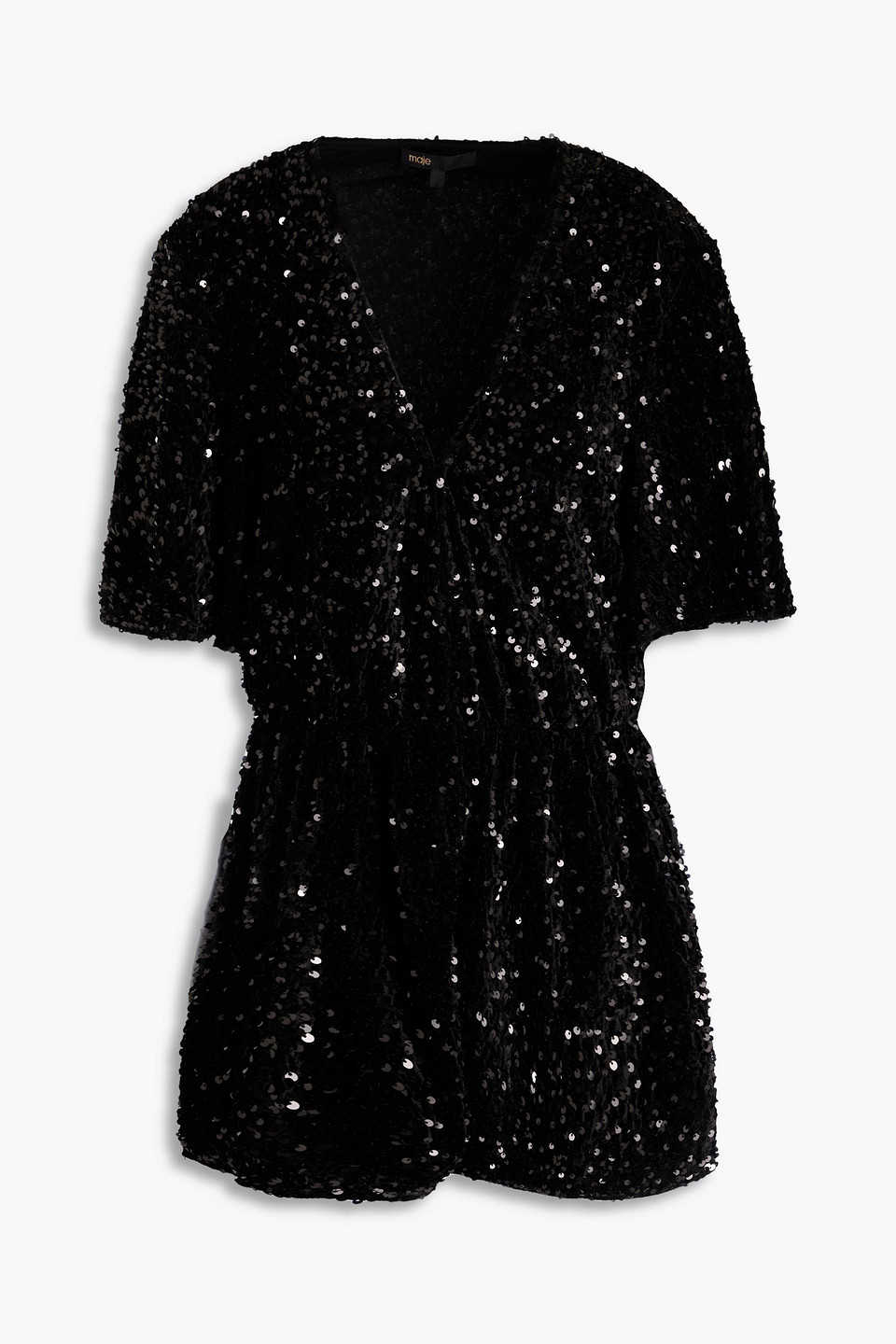 Maje Sequined Velvet Playsuit In Black