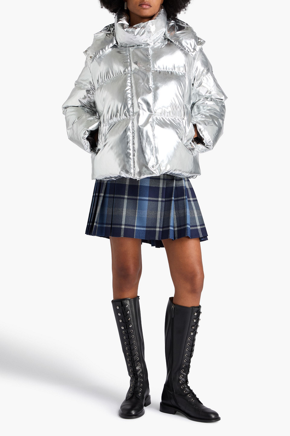  Maje - Metallic Quilted Padded Shell Jacket - Metallic - 2 