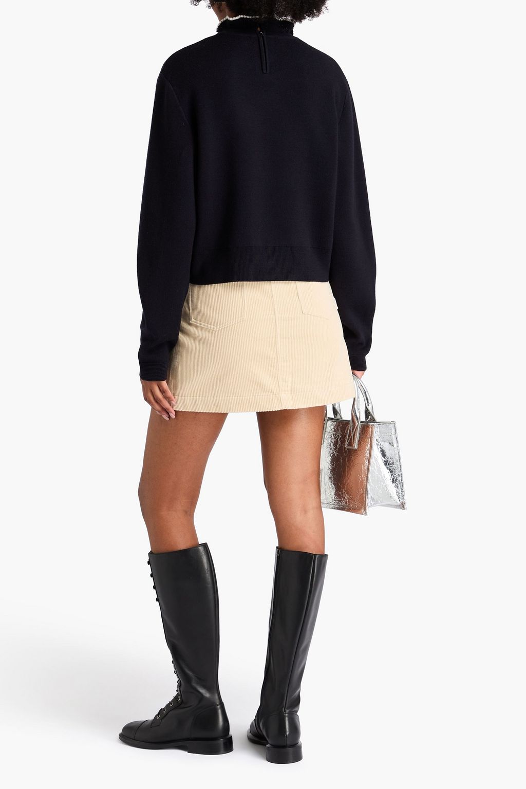 SANDRO Ruffled knitted turtleneck sweater