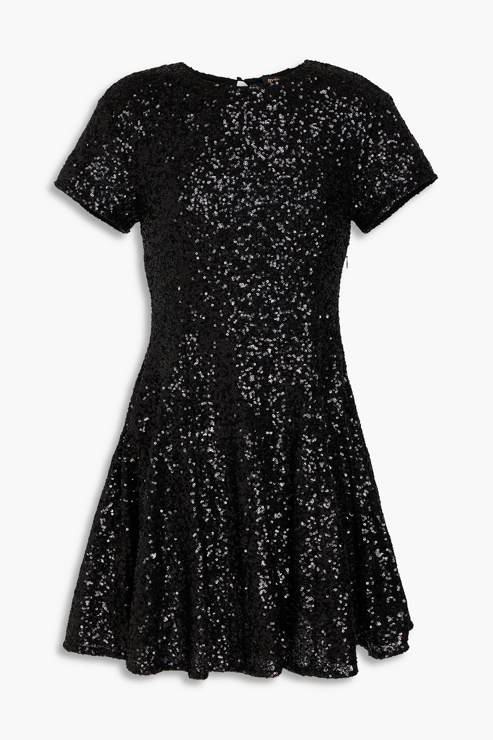 Maje Sequined Tulle Mini Dress In Black