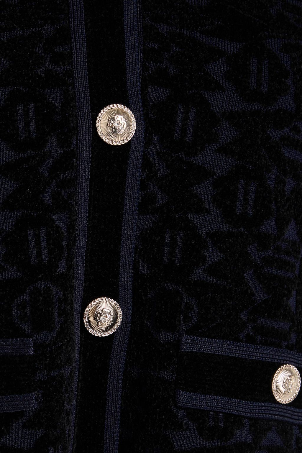 MAJE Jacquard-knit velvet mini dress and vest set