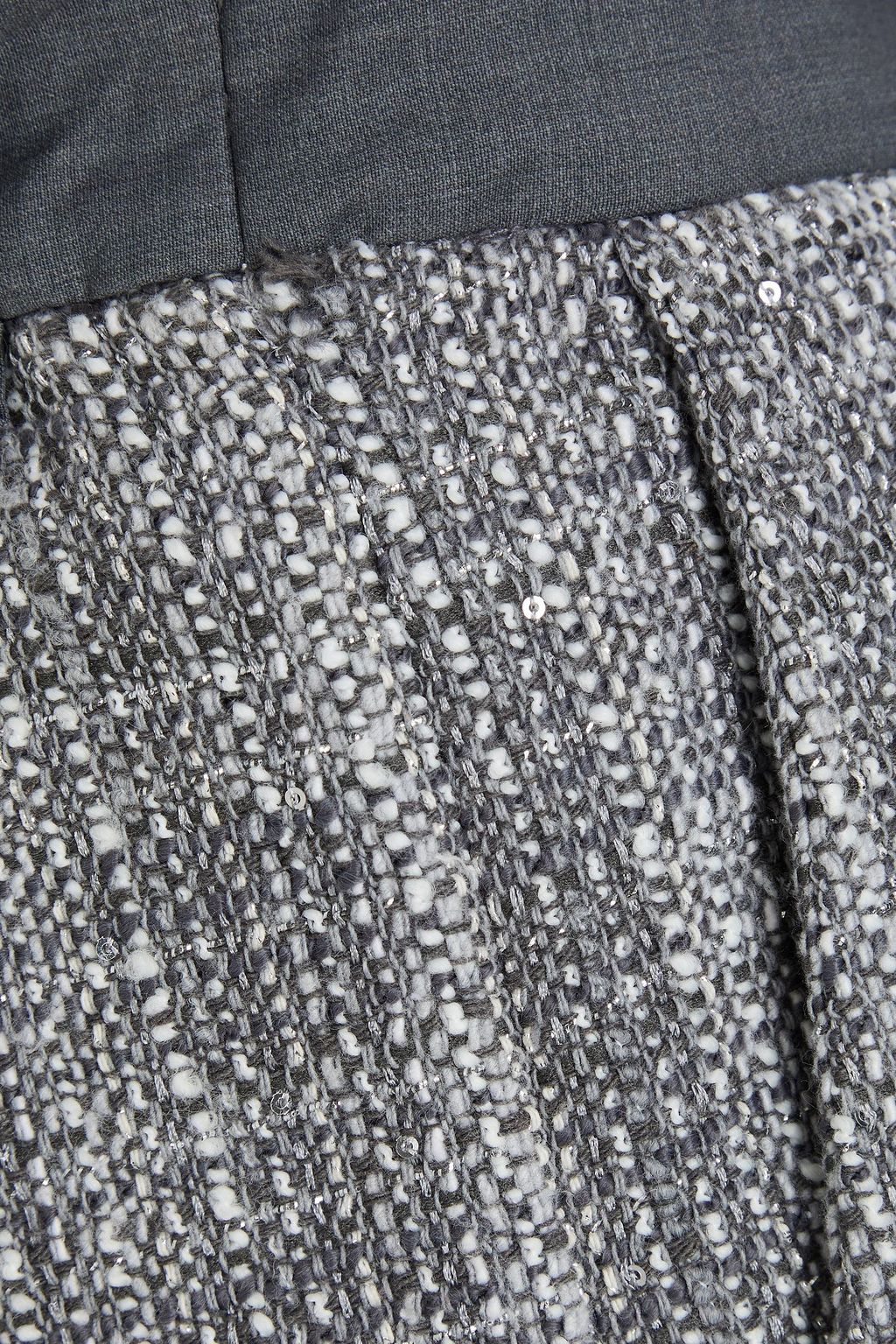 MAJE Sequin-embellished tweed wide-leg pants