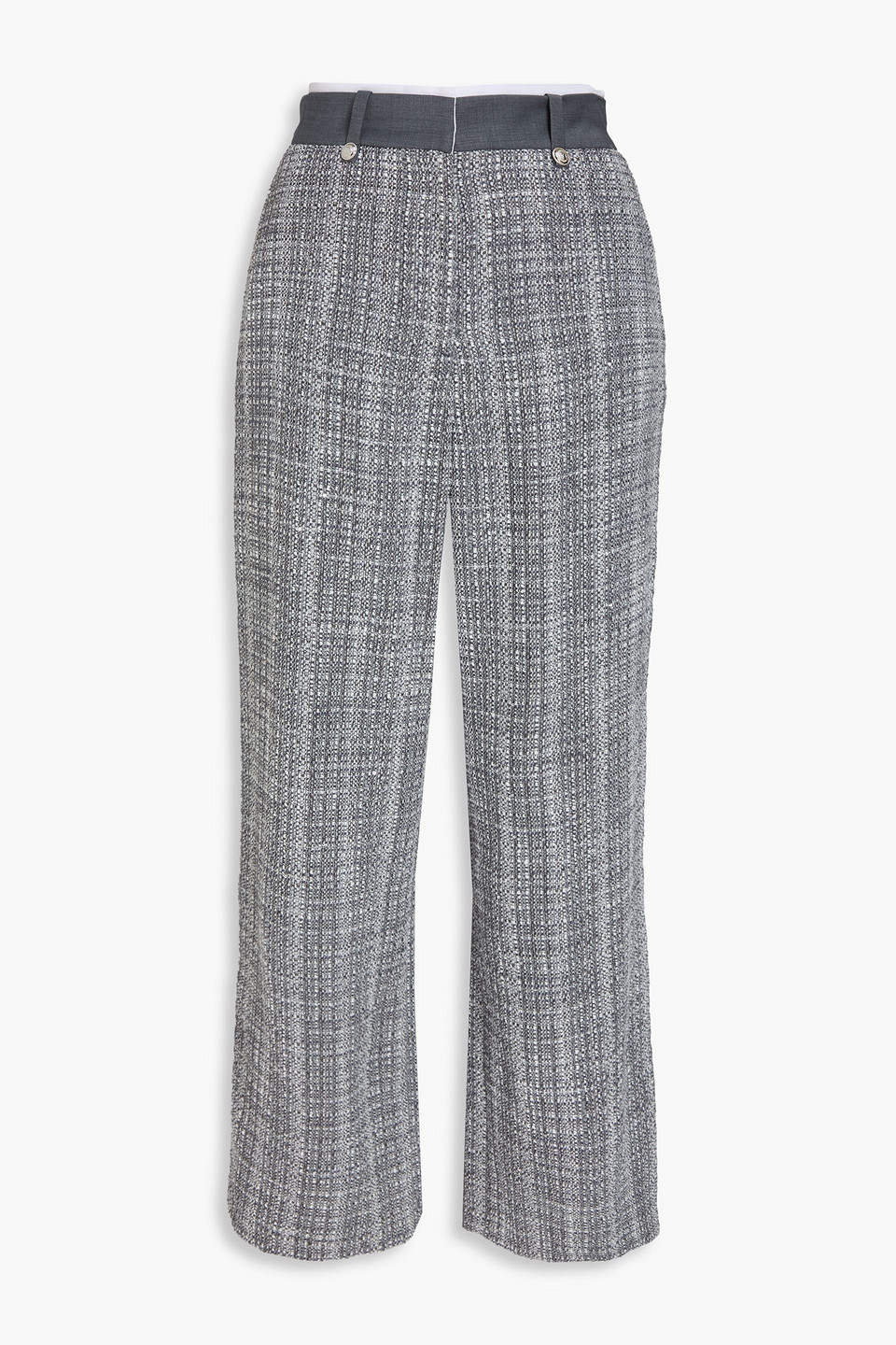 Maje Sequin-embellished Tweed Wide-leg Pants In Gray