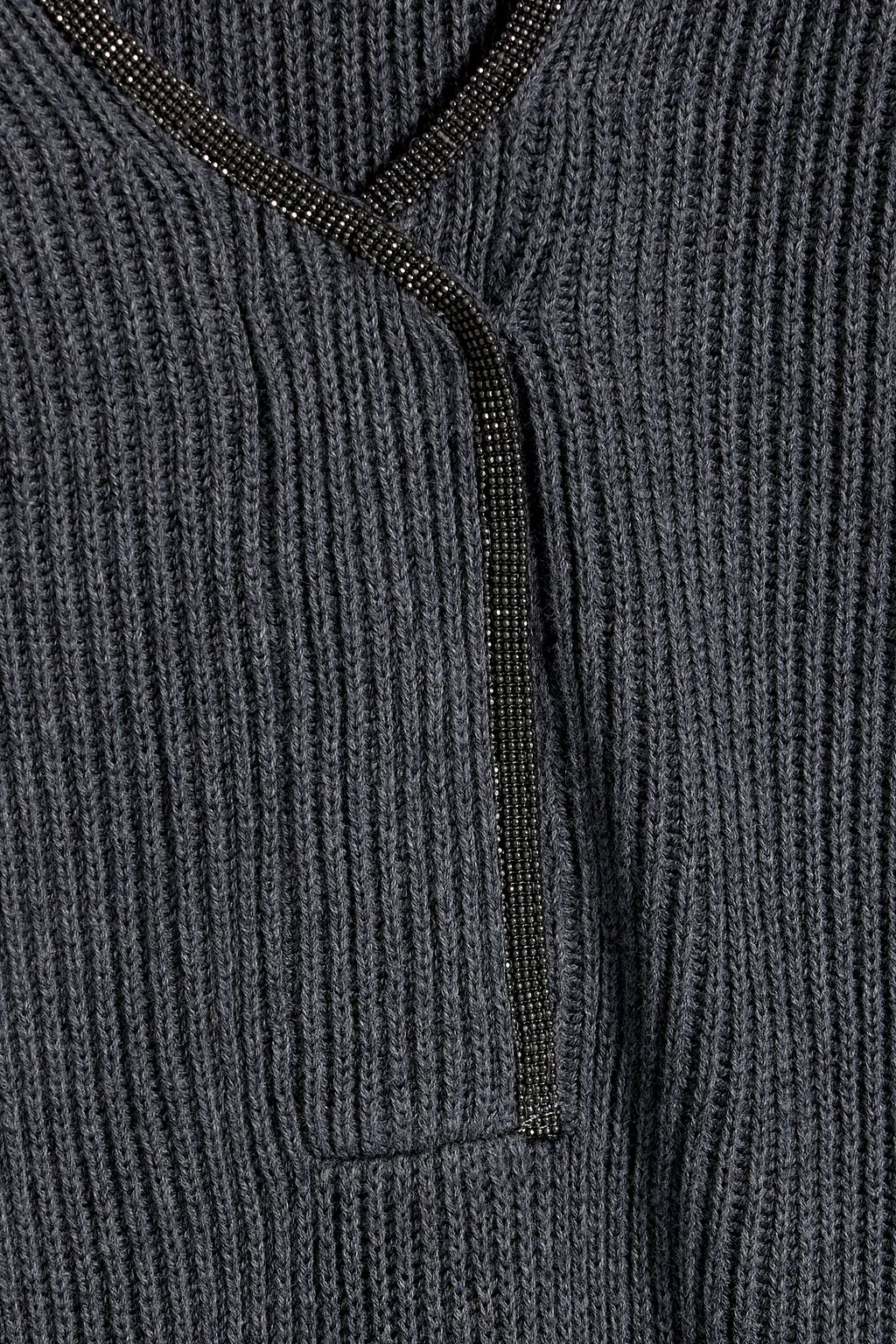 BRUNELLO CUCINELLI Bead-embellished ribbed cotton sweater
