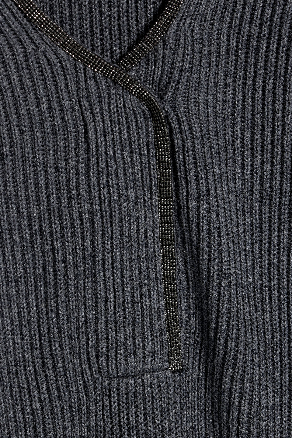 Brunello Cucinelli Bead-embellished Ribbed Cotton Sweater In Animal Print