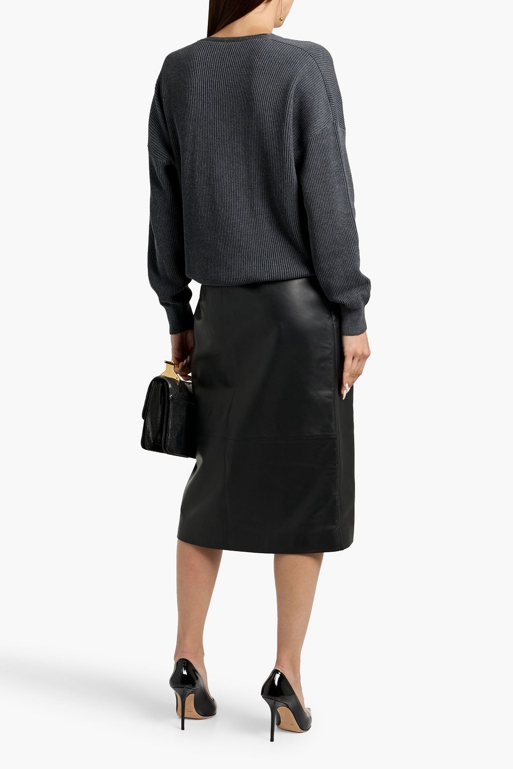 BRUNELLO CUCINELLI Bead-embellished ribbed cotton sweater