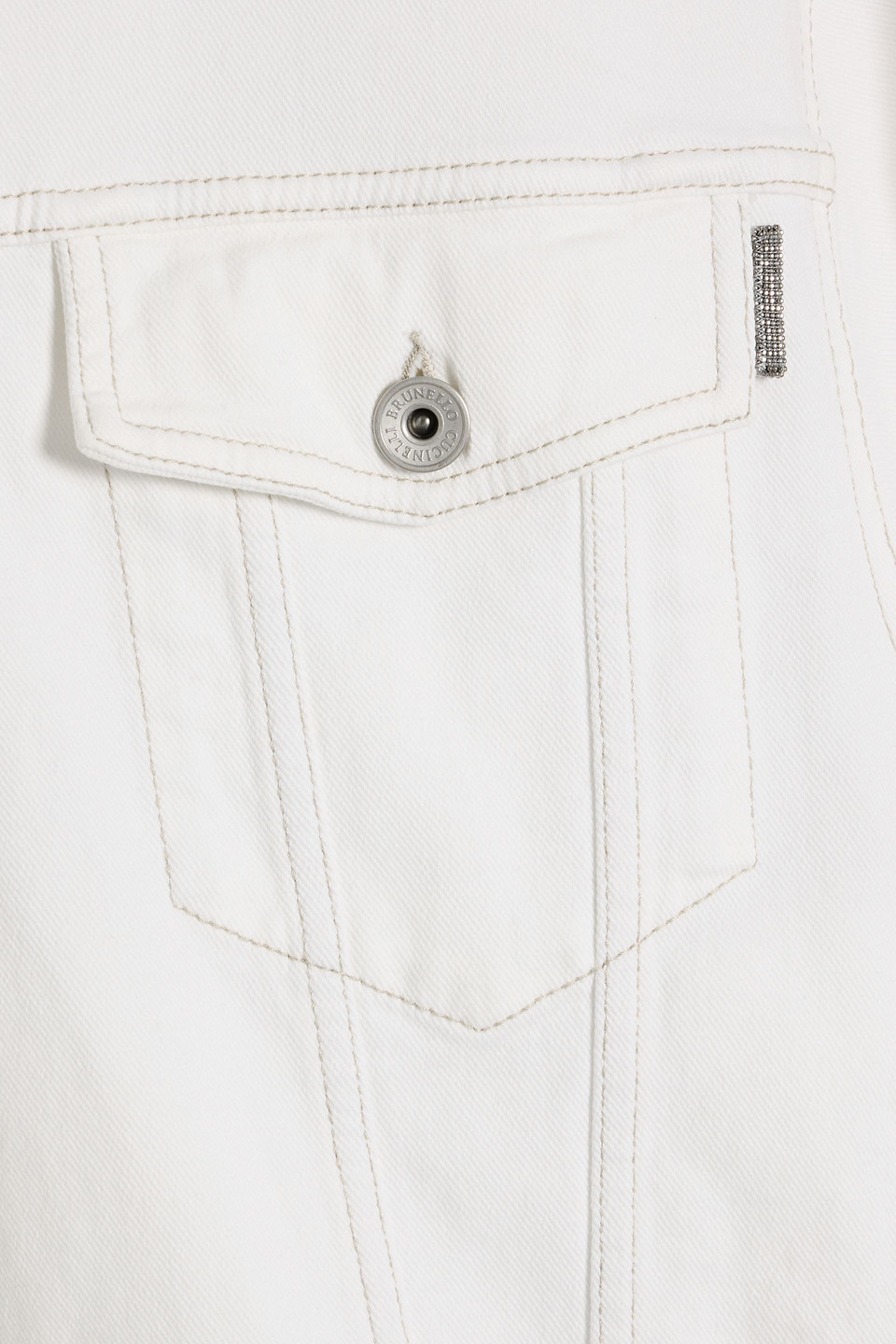 Brunello Cucinelli Bead-embellished Denim Jacket In White