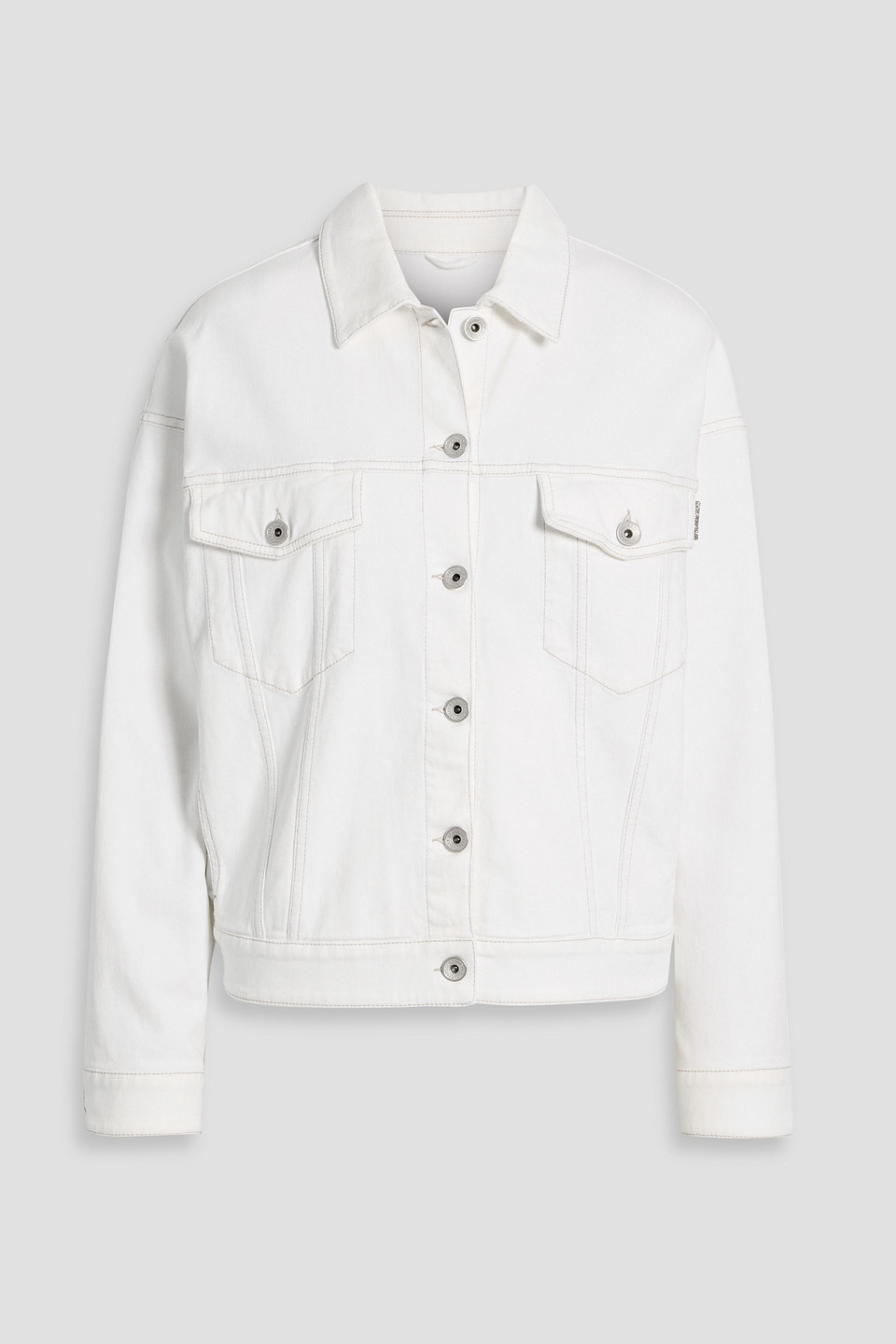 Brunello Cucinelli Bead-embellished Denim Jacket In White