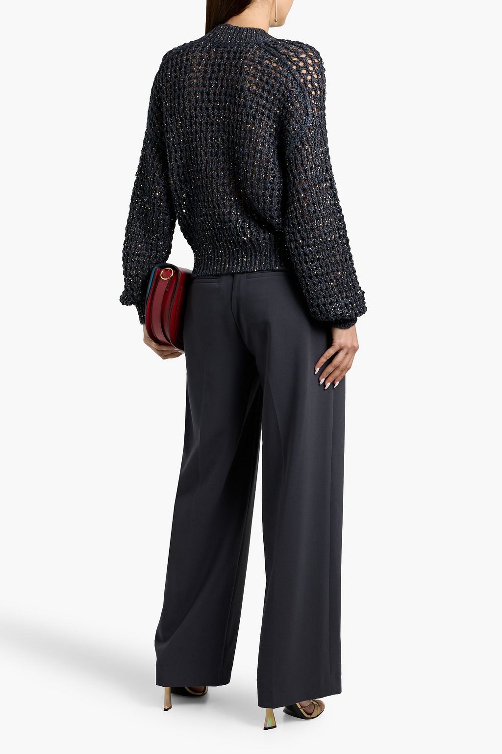 BRUNELLO CUCINELLI Sequin-embellished open-knit cardigan
