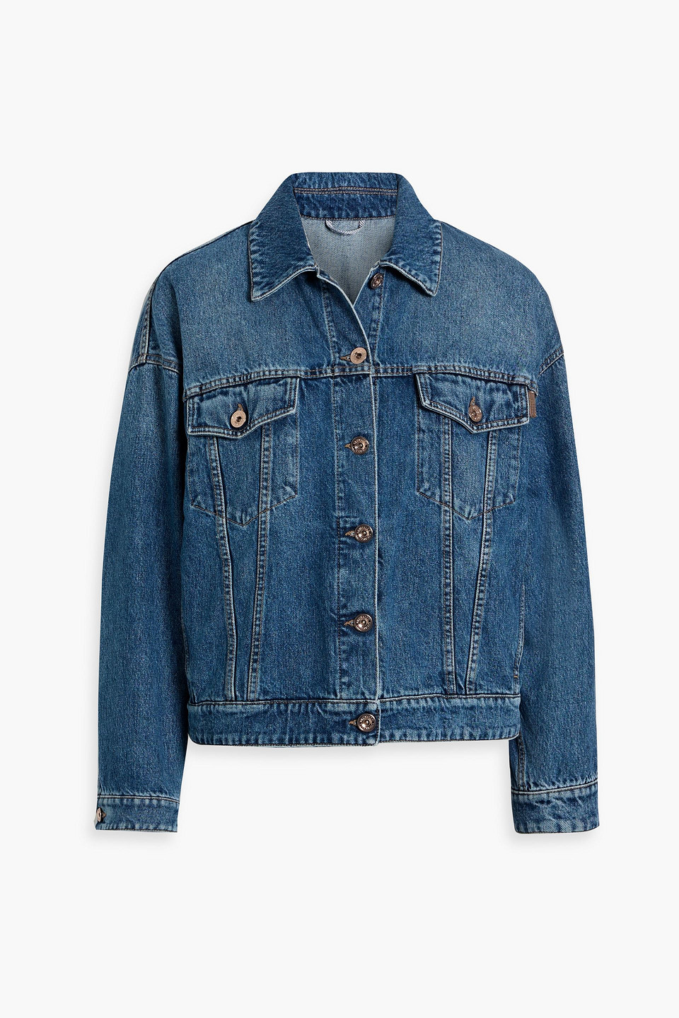 Brunello Cucinelli Bead-embellished Denim Jacket In Blue