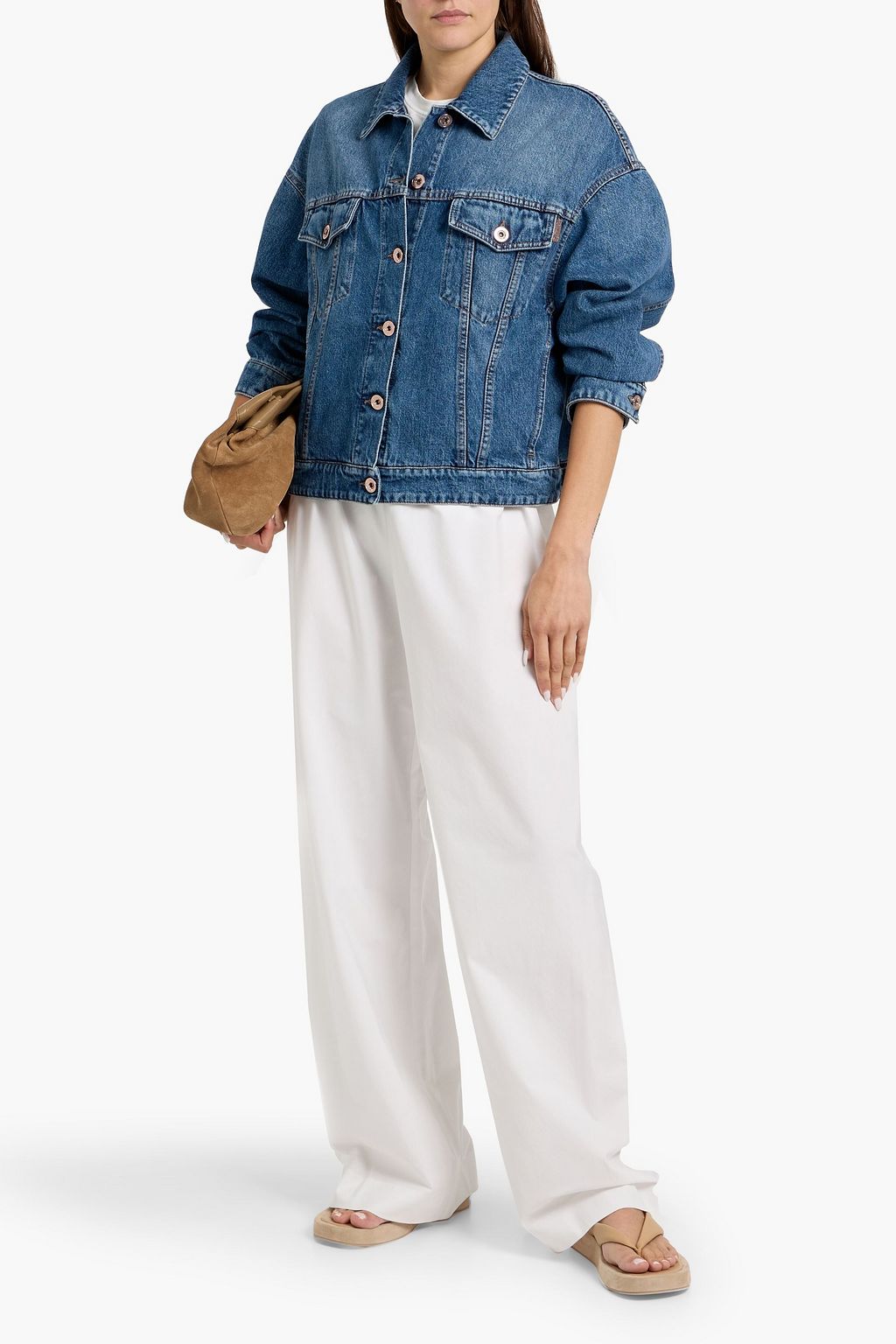 BRUNELLO CUCINELLI Bead-embellished denim jacket